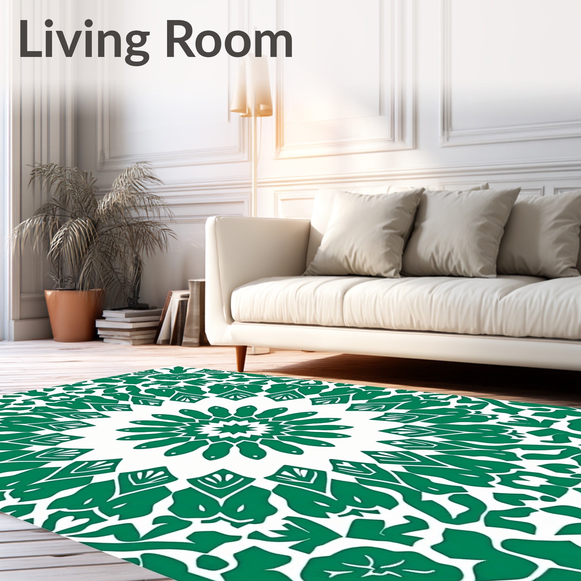 Green Floral Mandala Pattern Rug
