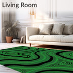 Striking Green Black Contour Rug