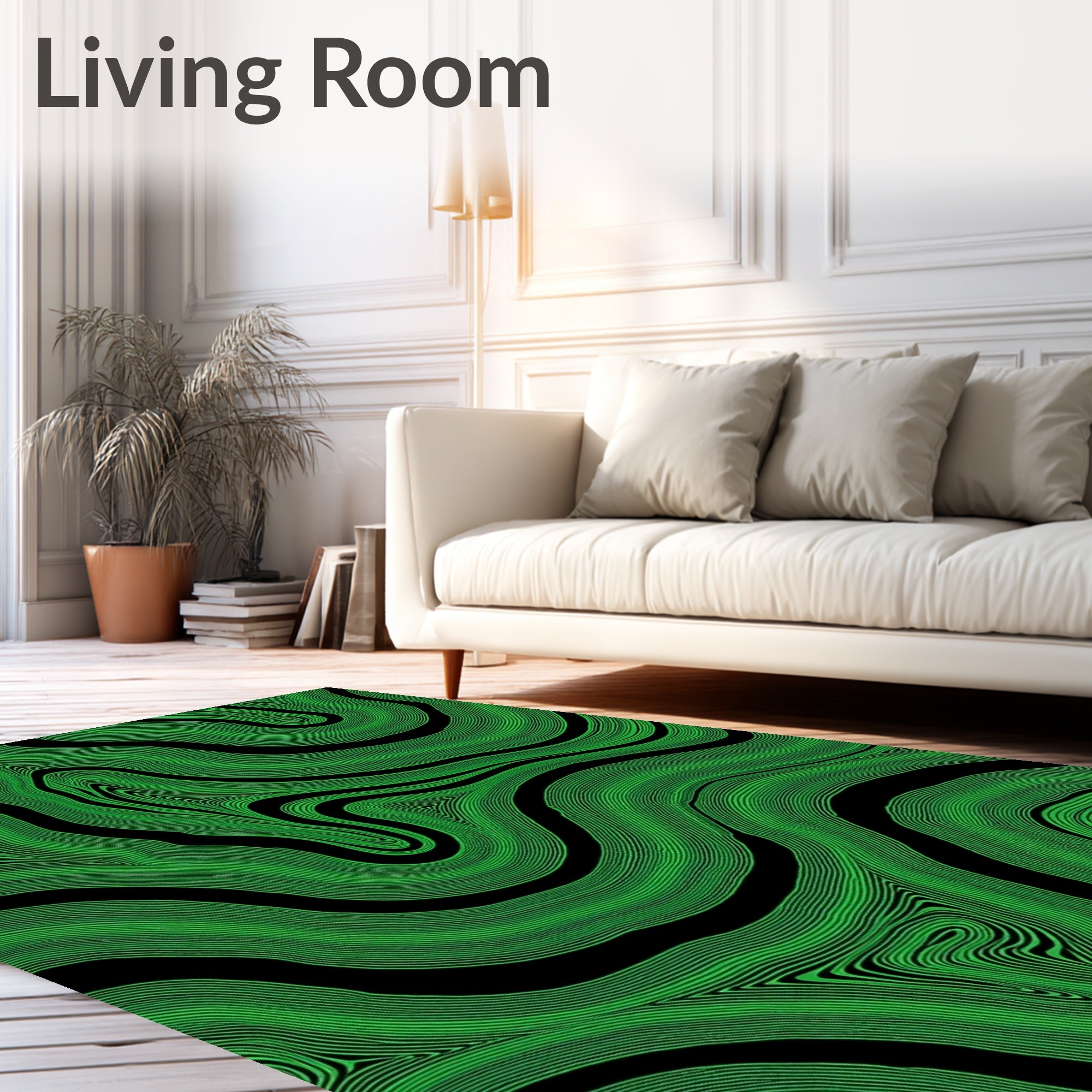 Striking Green Black Contour Rug