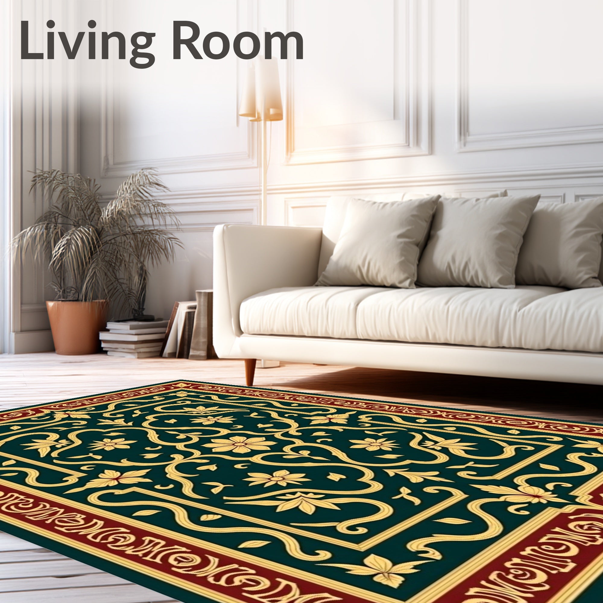 Ornate Floral Scrollwork Pattern Rug