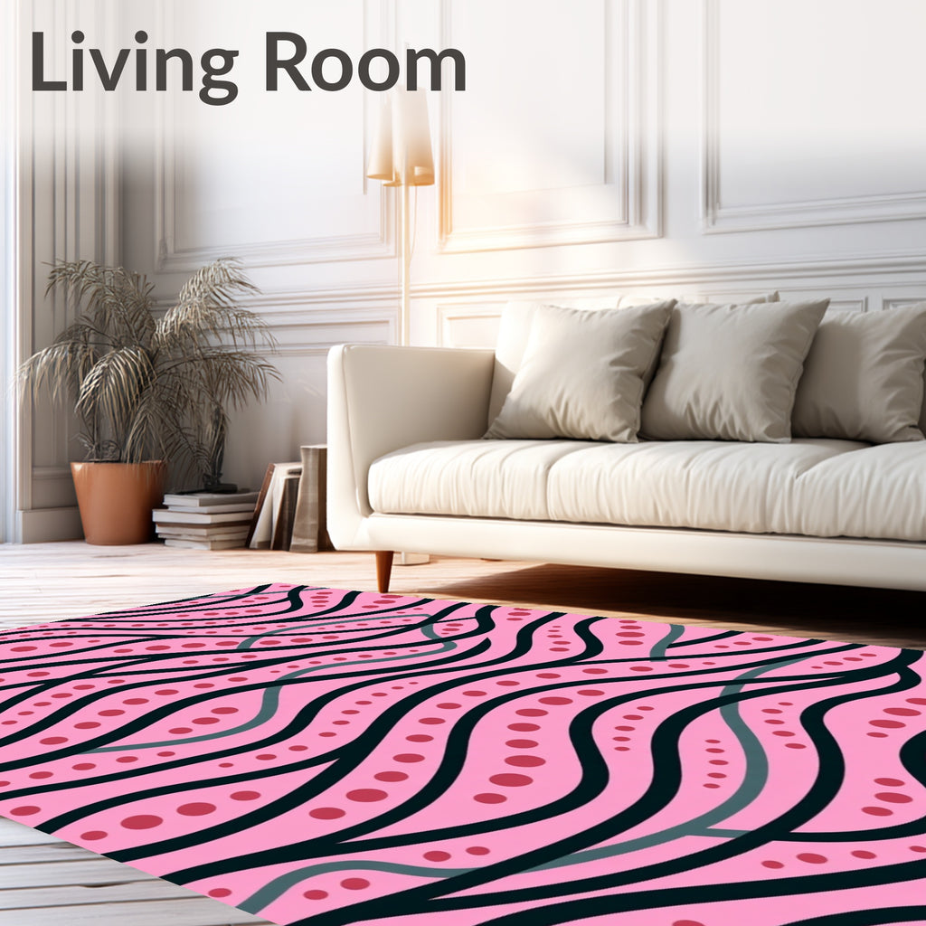 Pink Wave Dots Pattern Design Rug