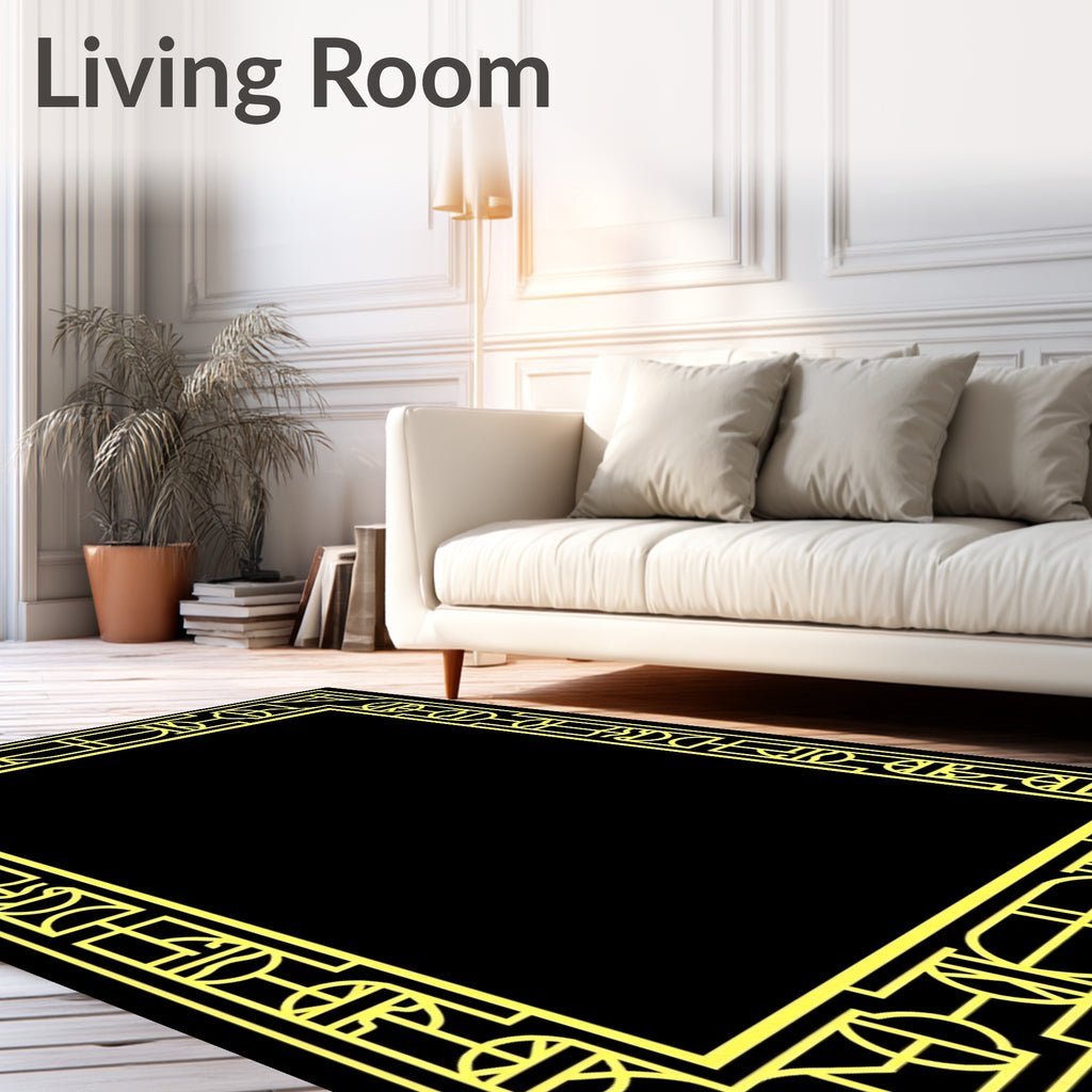 Art Deco Geometric Yellow Patterned Rug