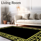 Art Deco Geometric Yellow Patterned Rug