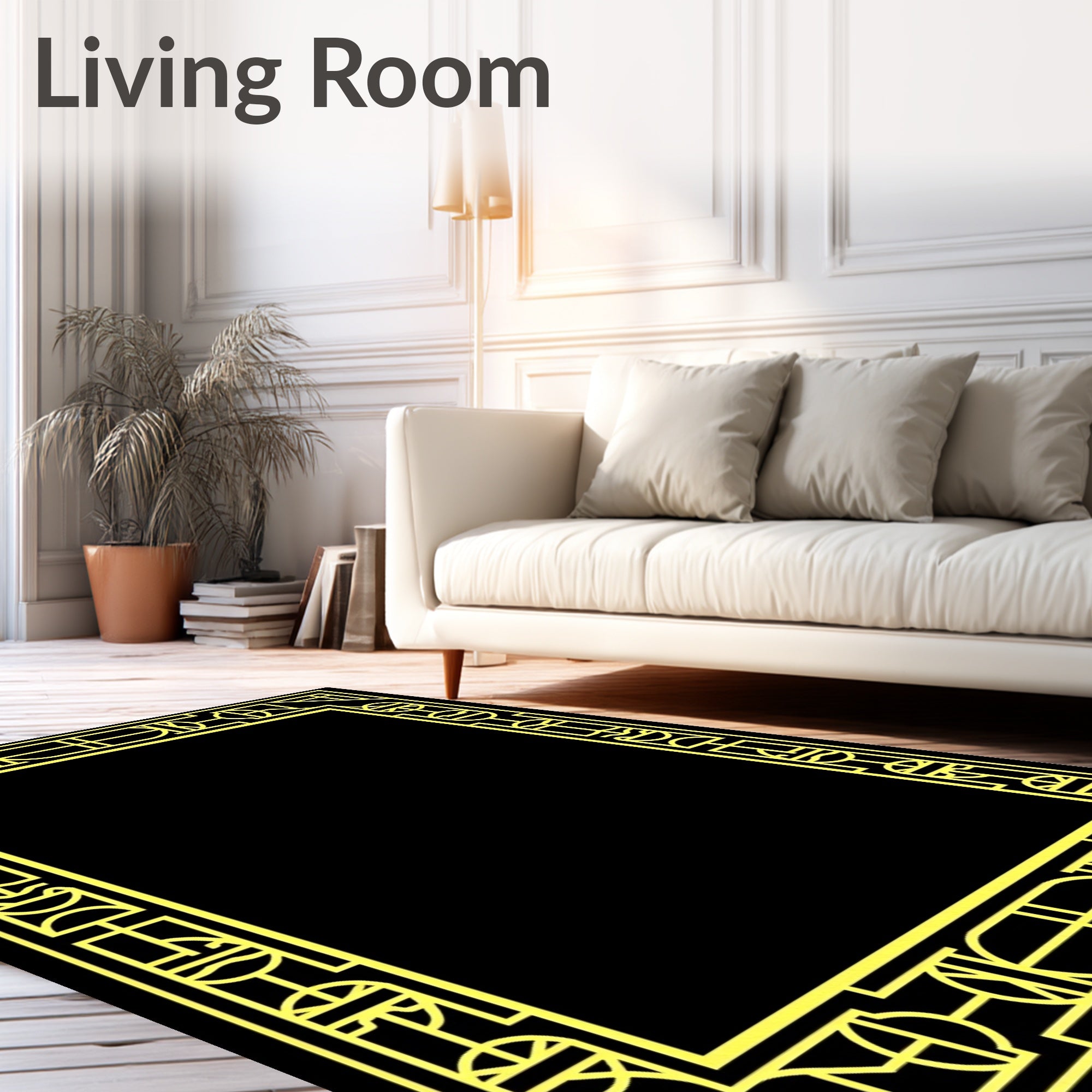 Art Deco Geometric Yellow Patterned Rug