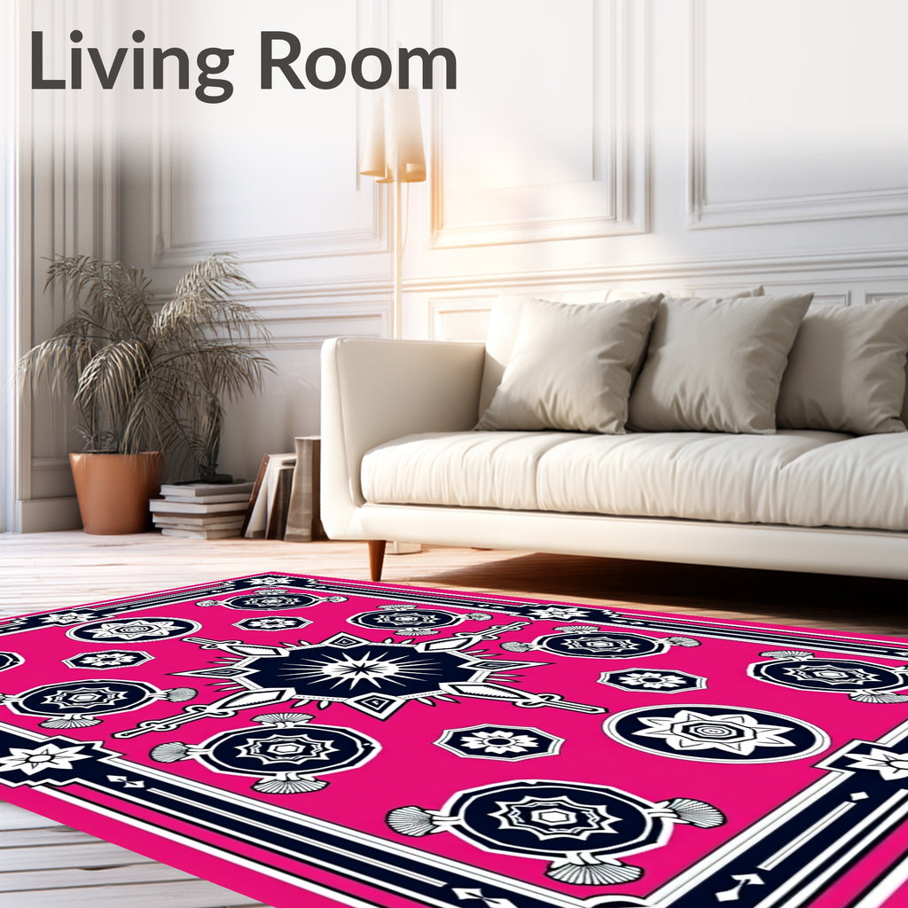 Bold Fuchsia Geometric Starburst Medallion Rug