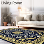 Elegant Gold White Mandala Design Rug