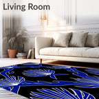 Royal Blue Fan Pattern Design Rug