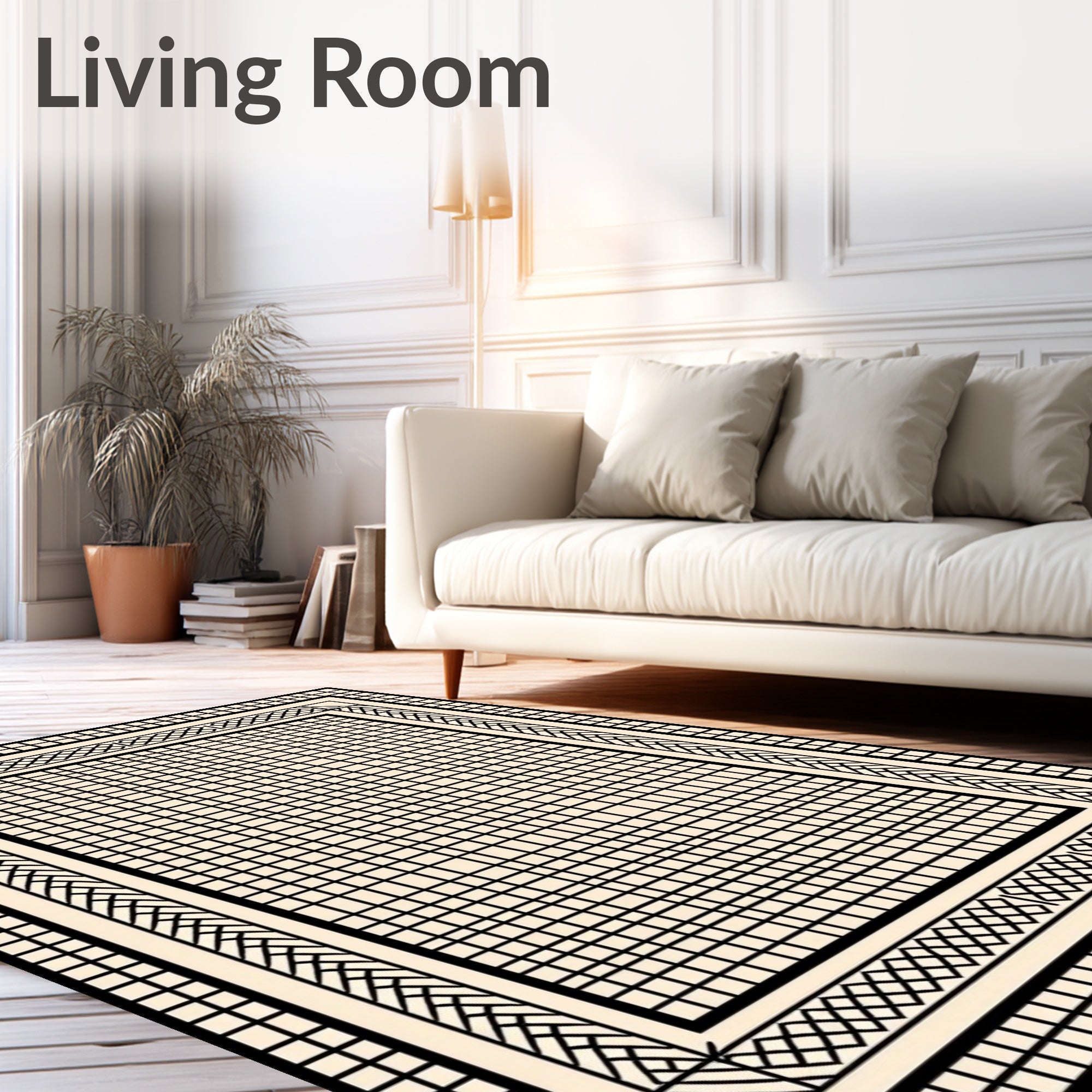 Geometric Grid Pattern Area Rug