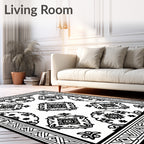 Black White Classic Damask Tile Rug