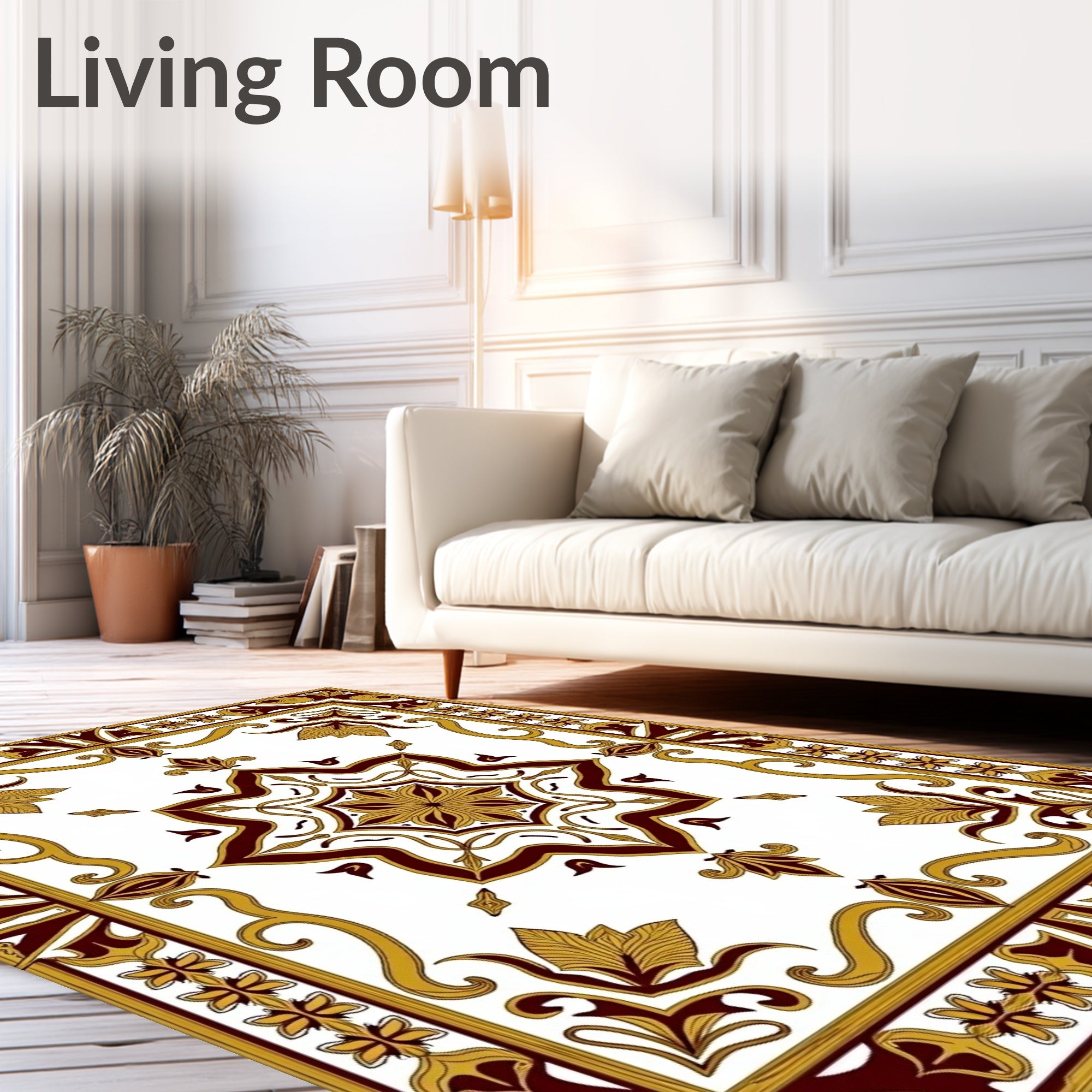 Ornate Floral 8 Pointed Star Design Rug