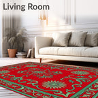 Ornate Red Floral Vine Pattern Rug