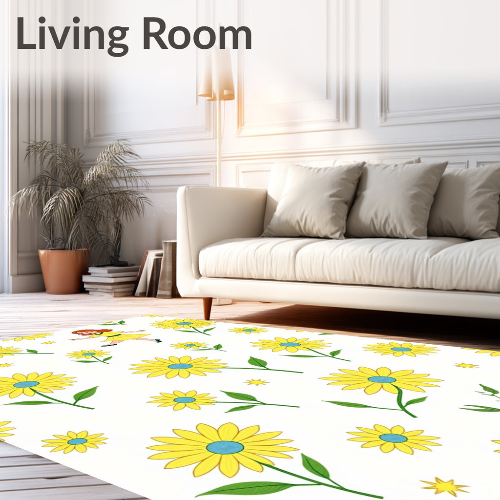Whimsical Daisy Girls Sunshine Pattern Rug