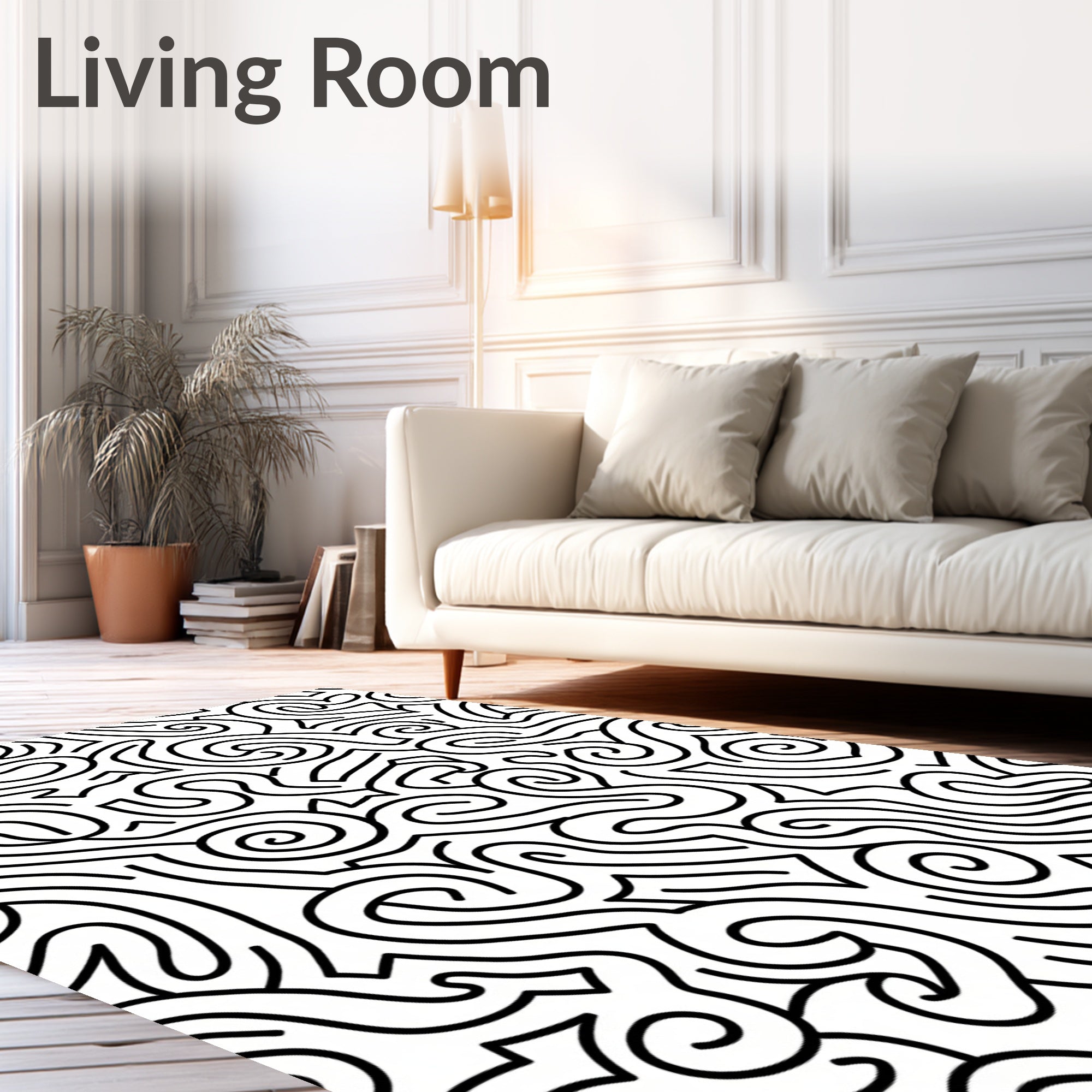 Abstract Swirl And Line Pattern Rug