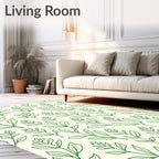 Green Leafy Branch Pattern Rug