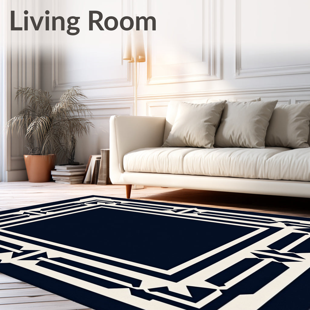 Bold Geometric Border Cream Rug