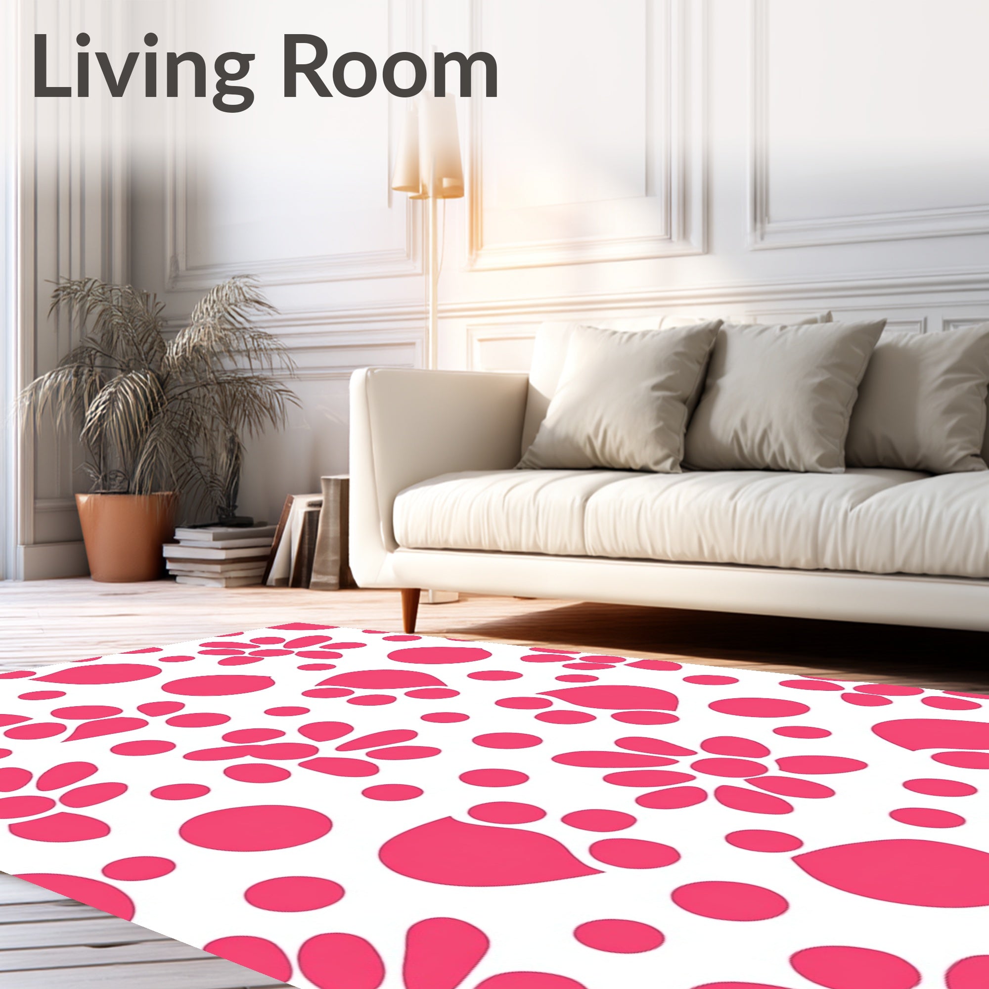 Bright Pink Floral Dot Pattern Rug