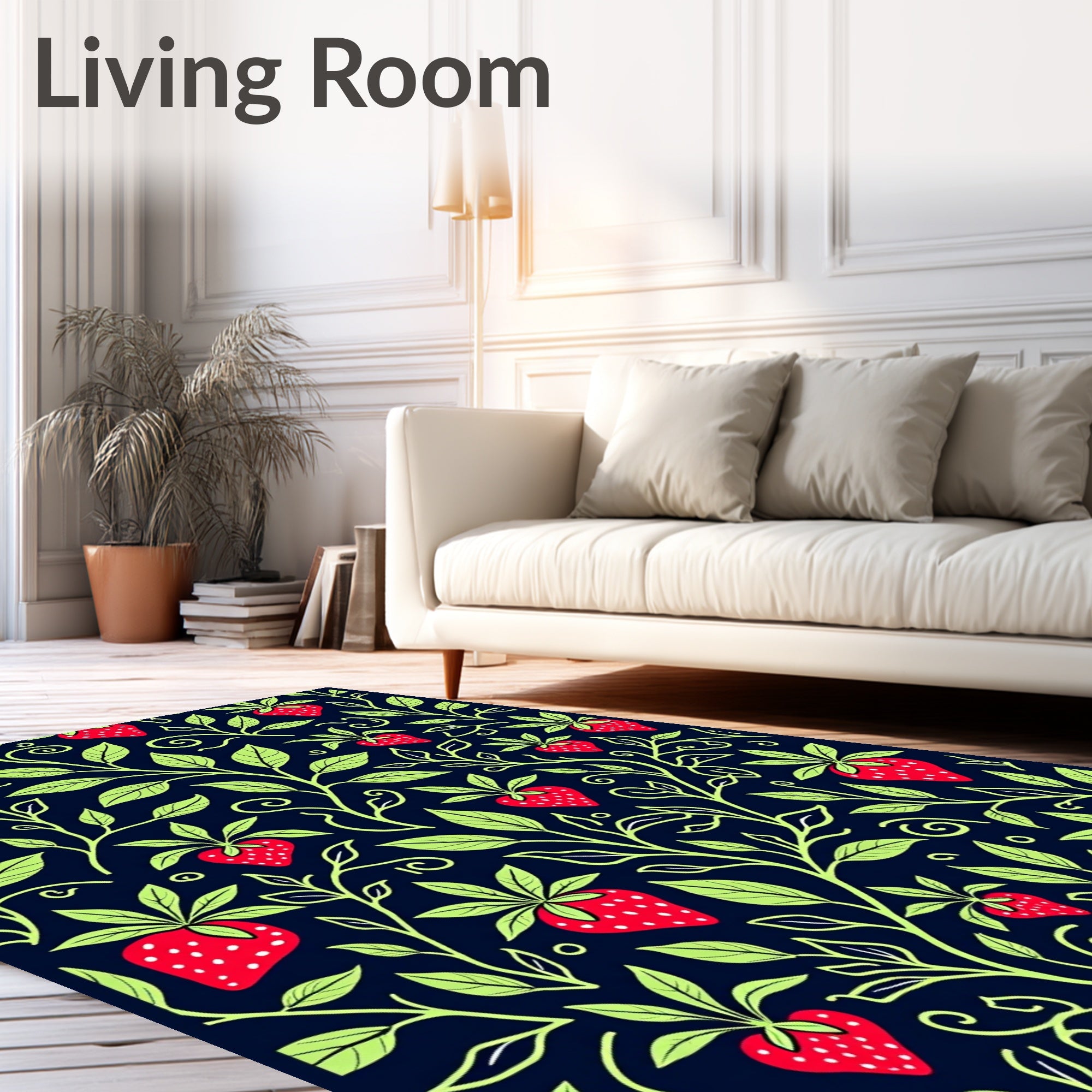 Strawberry Vine Foliage Pattern Rug
