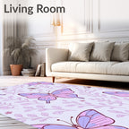 Whimsical Butterfly Botanical Pattern Rug