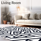 Bold Linear Geometric Maze Pattern Rug