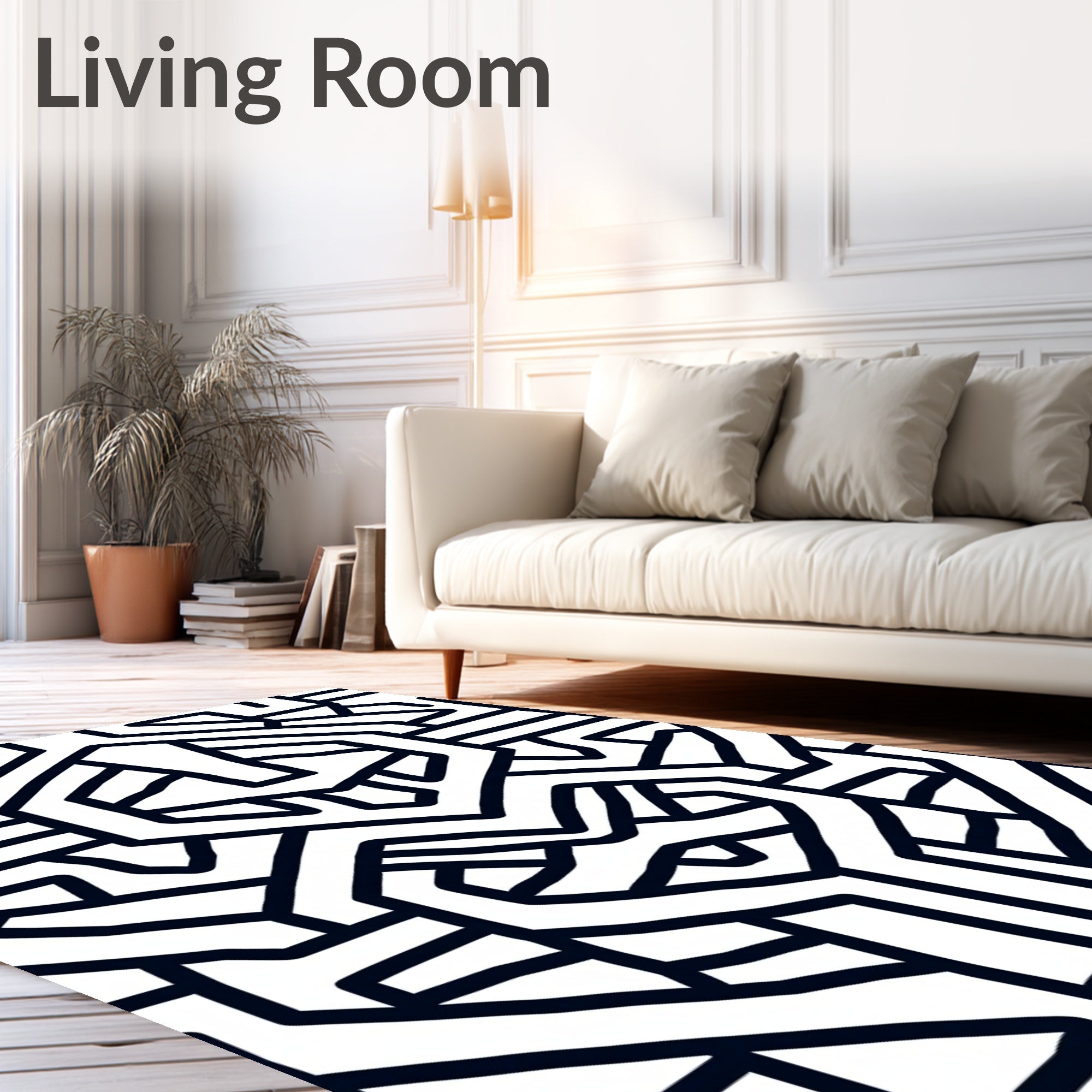 Bold Linear Geometric Maze Pattern Rug