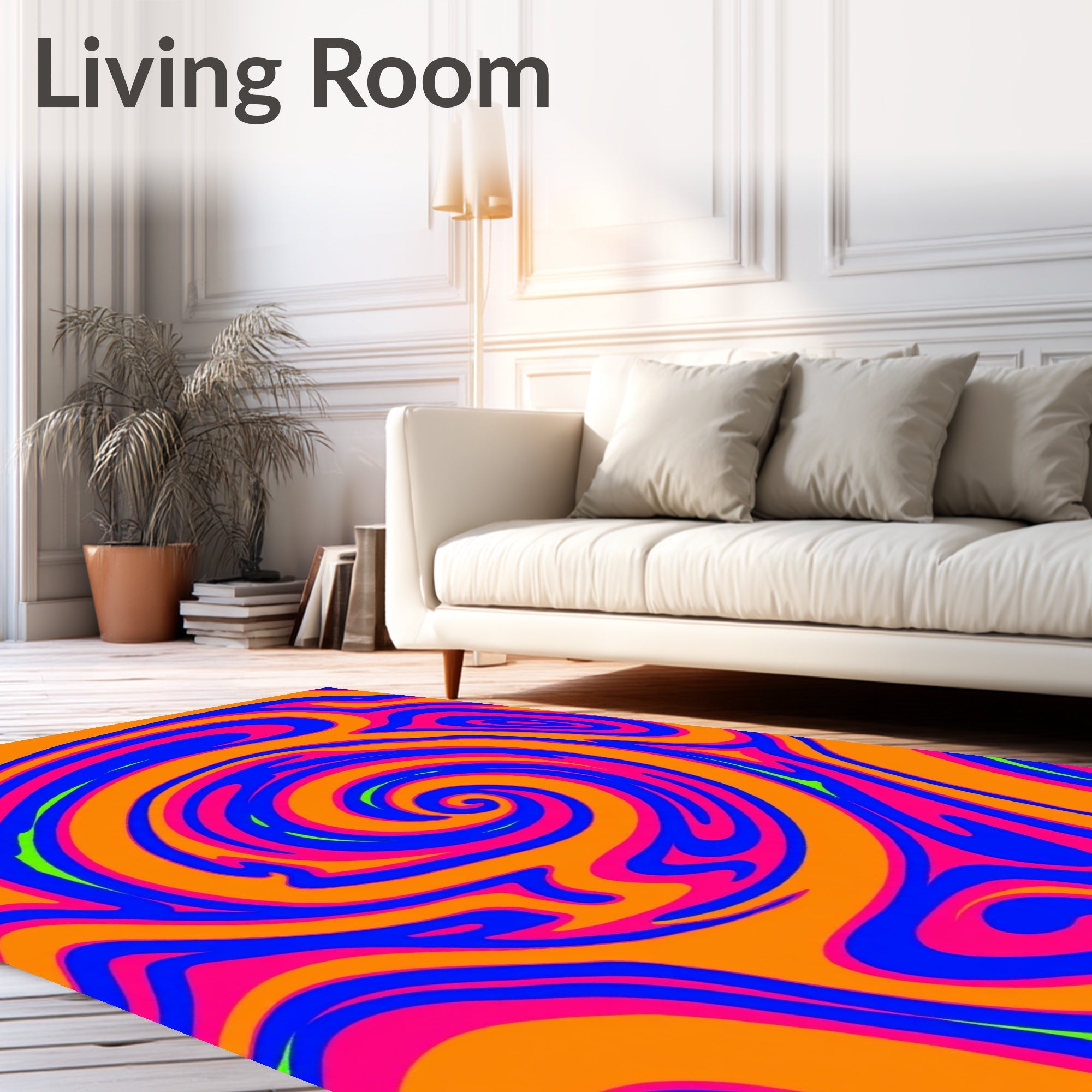 Vibrant Swirl Psychedelic Pattern Rug