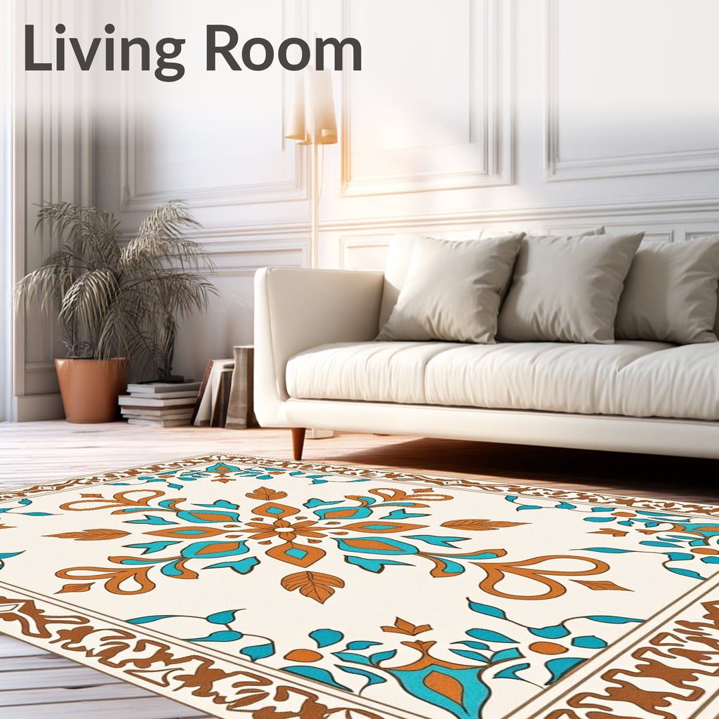 Ornate Floral Medallion Pattern Area Rug
