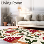 Whimsical Mushroom Floral Pattern Rug