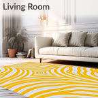 Radiant Yellow Blue Wave Pattern Rug