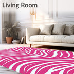 Vibrant Pink Flowing Wave Pattern Rug