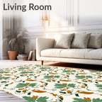Nature Inspired Bird Leaf Pattern Rug