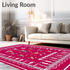 Festive Red Gnomes Repeating Border Art Rug