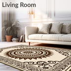Ornate Mandala Round Border Design Rug