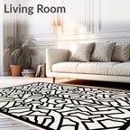 Black Geometric Abstract Pattern Rug