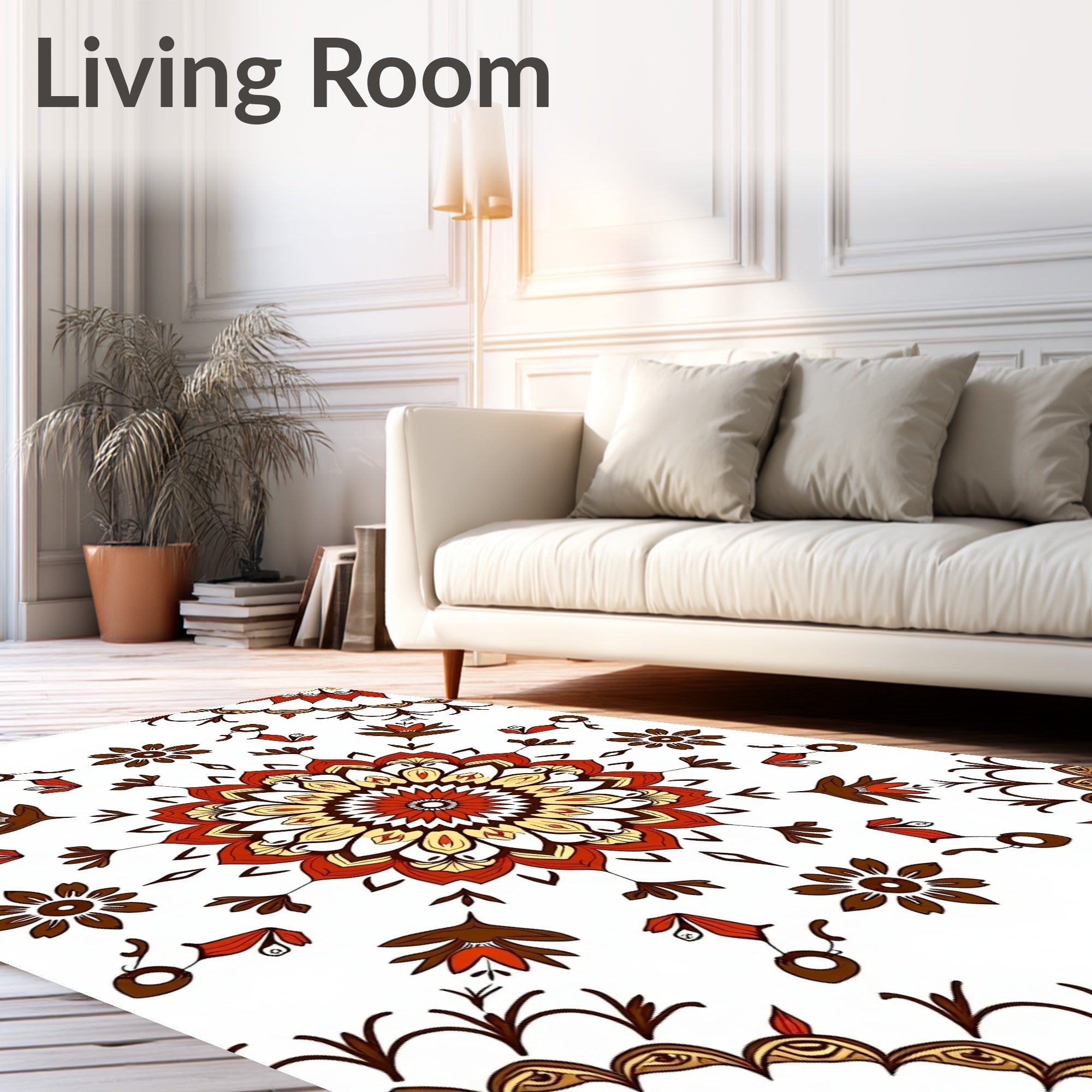 Traditional Mandala Floral Pattern Rug
