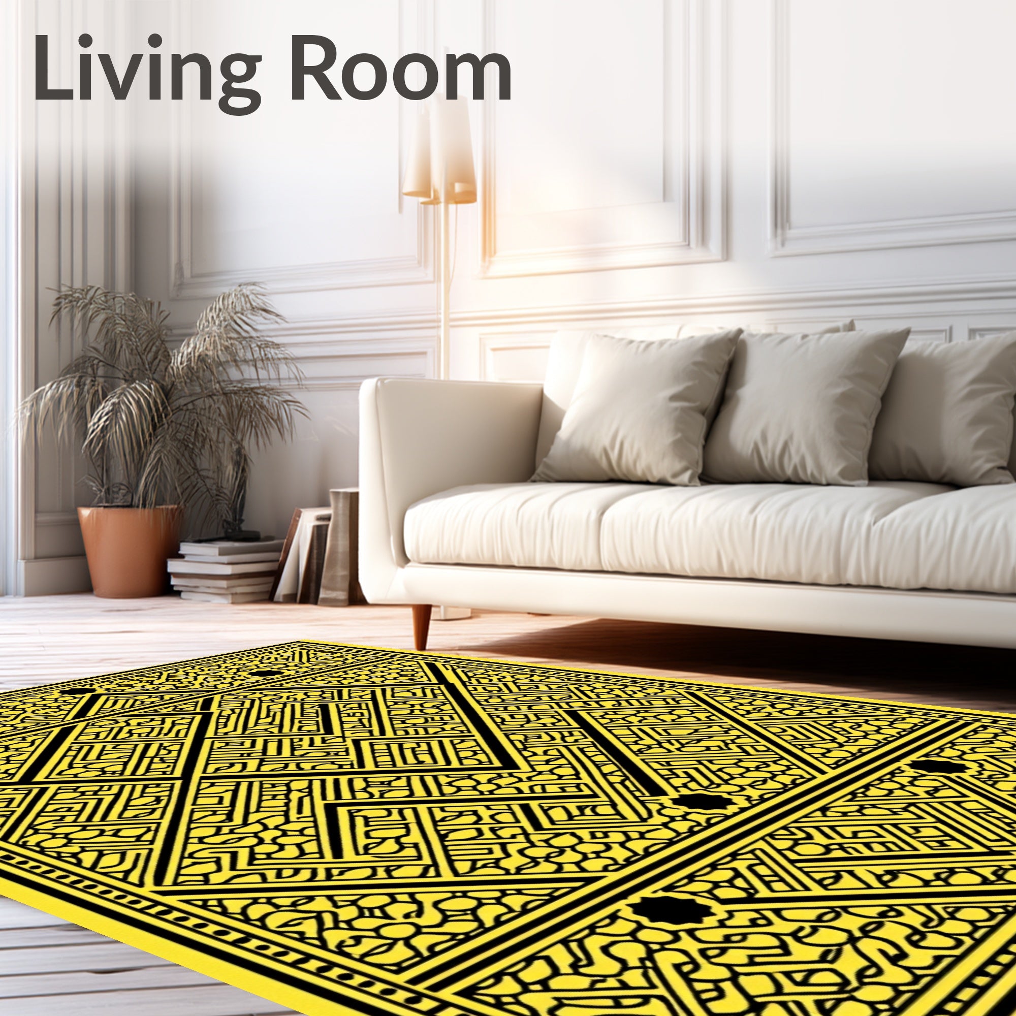 Geometric Maze With Black Accents Rug