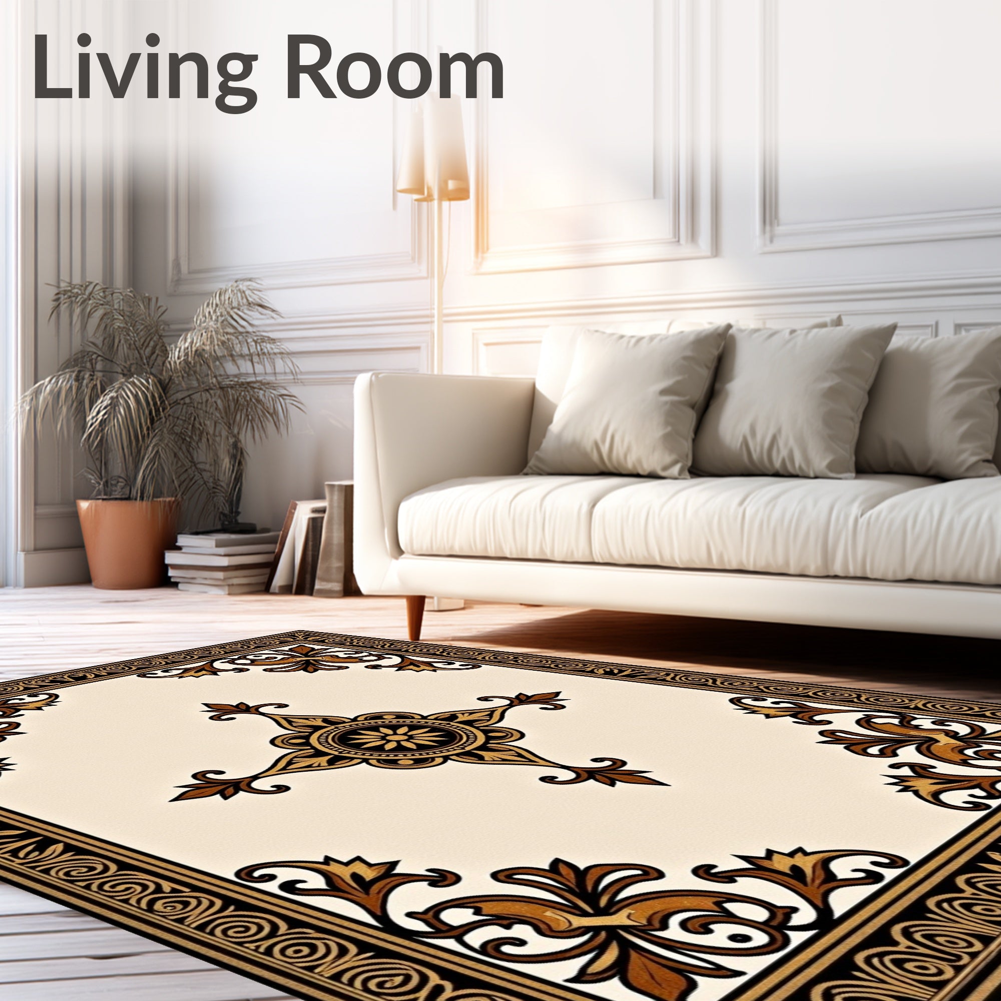 Antique Floral Border With Center Medallion Rug