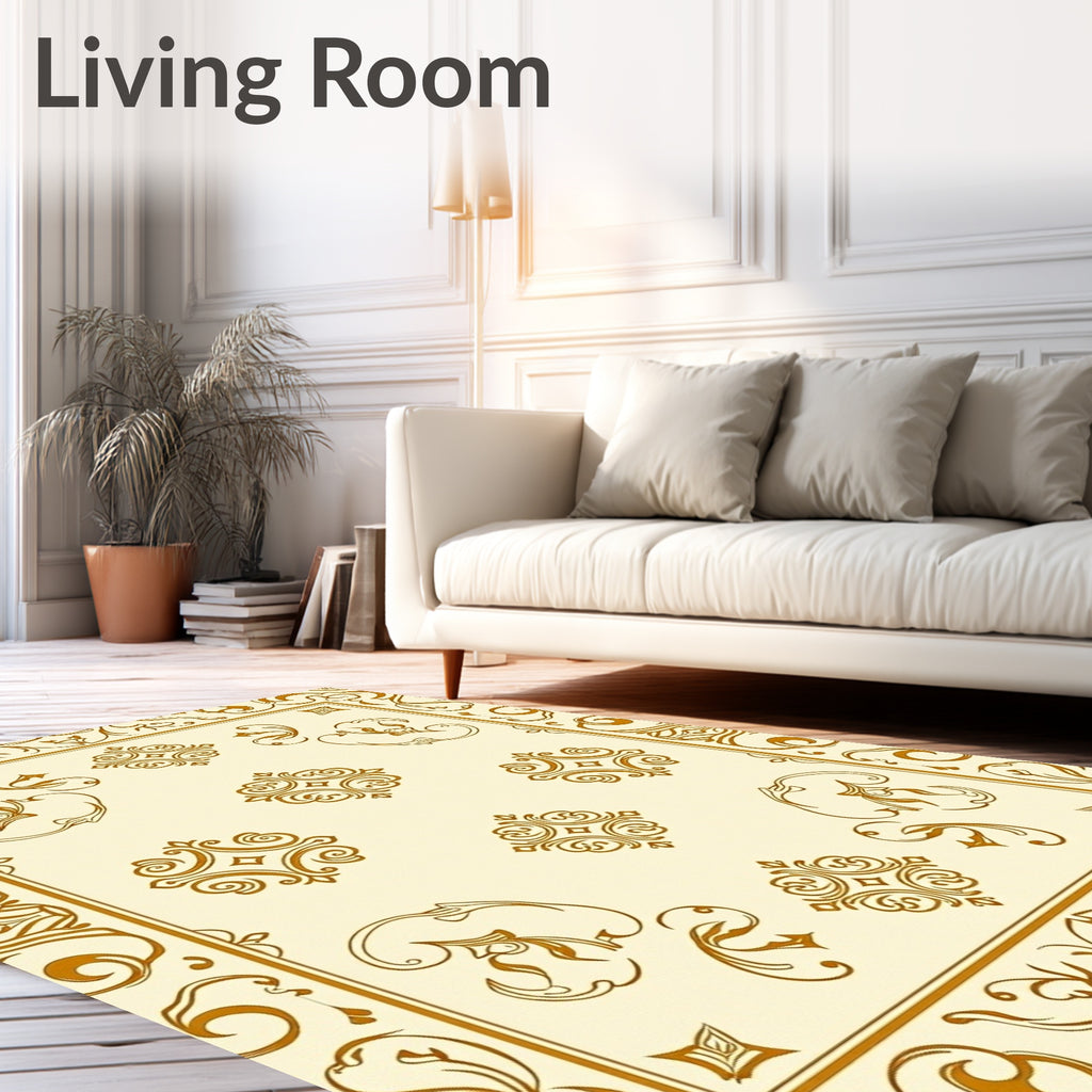 Ornate Floral Border Design Rug