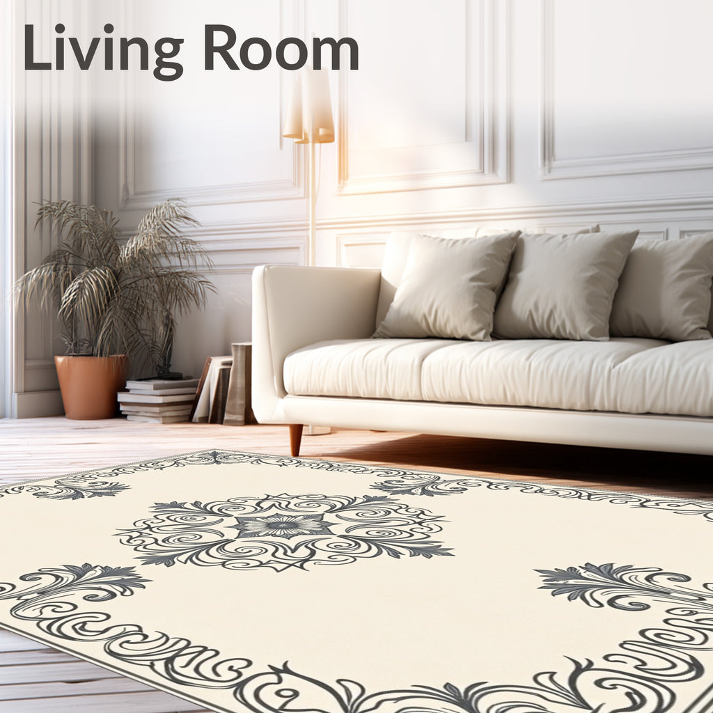 Ornate Floral Scrollwork Design Rug