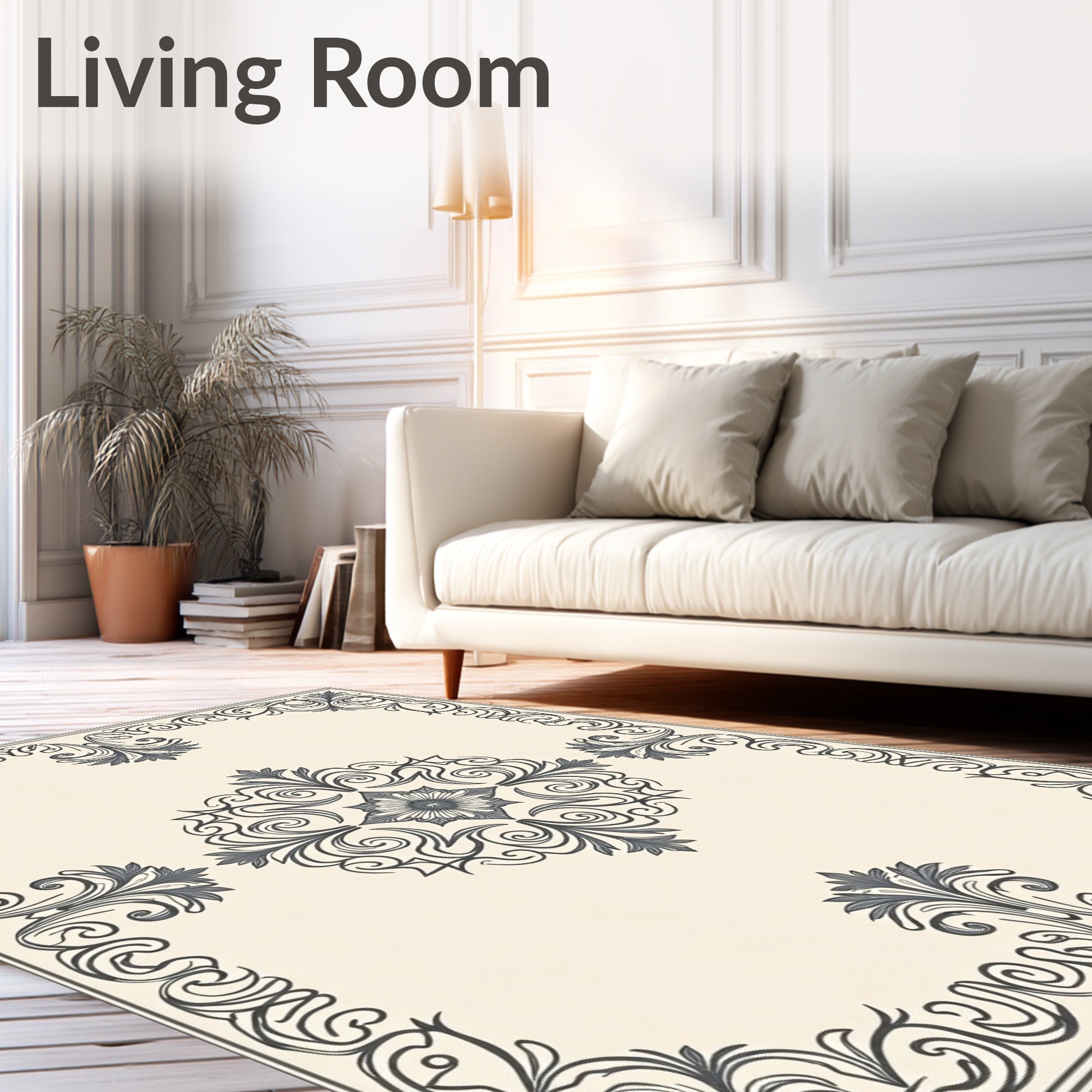 Ornate Floral Scrollwork Design Rug