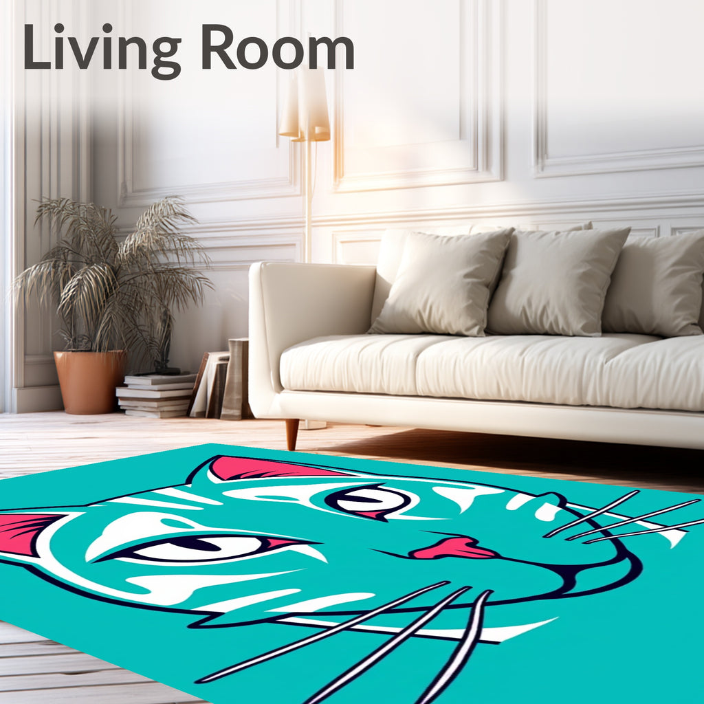 Feline Face Abstract Design Rug
