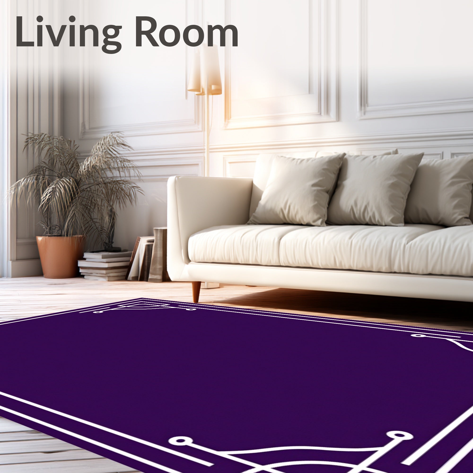 Art Deco Inspired White Border Rug