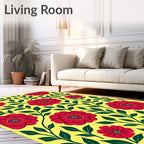 Bold Red Floral Patterned Design Rug
