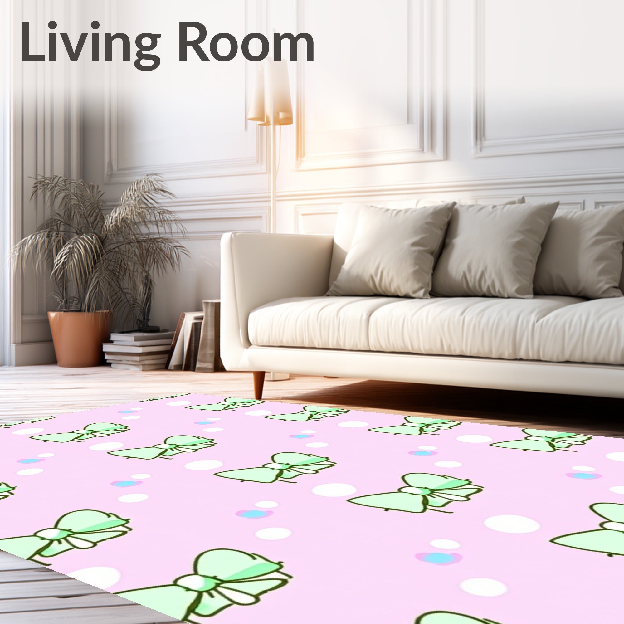 Pastel Bows with White Dots Design Rug