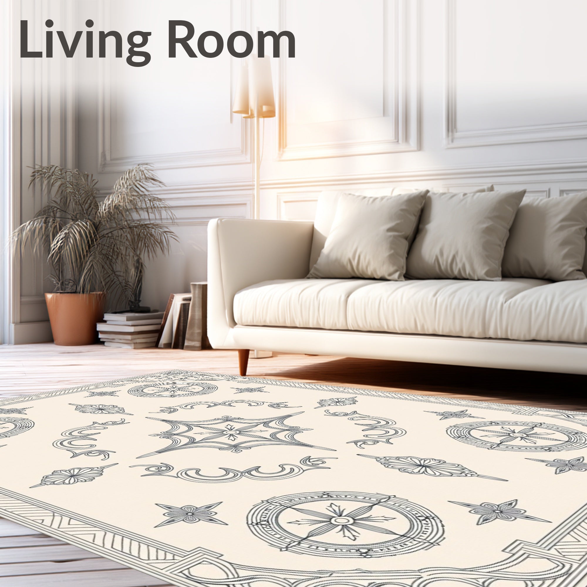 Intricate Floral Compass Motif Design Rug