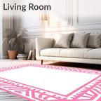 Pink Geometric Lines Pattern Rug