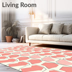 Coral Pink Geometric Block Pattern Rug
