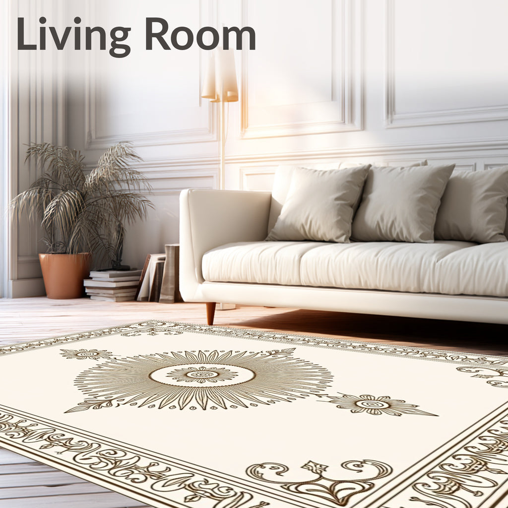 Ornate Sunburst And Floral Pattern Rug