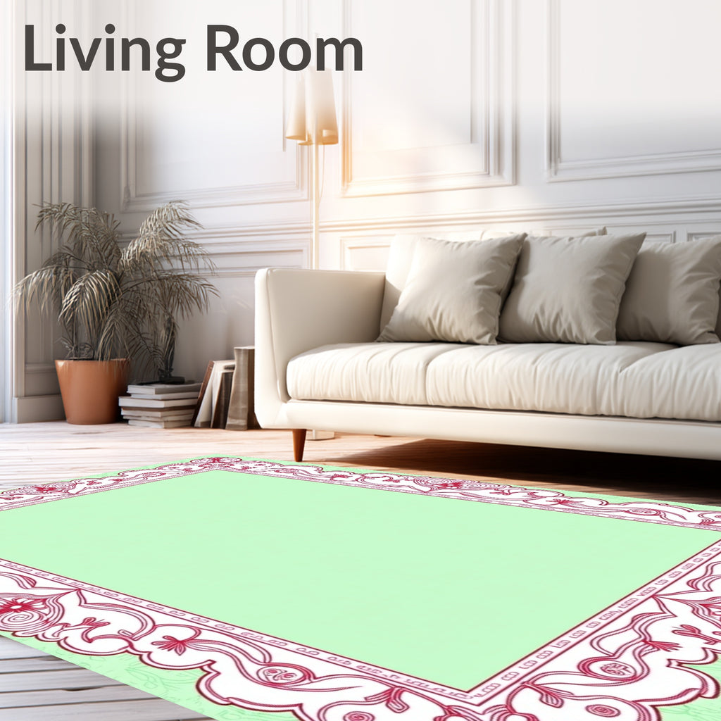 Ornate Floral Vine Border Rug