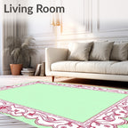Ornate Floral Vine Border Rug