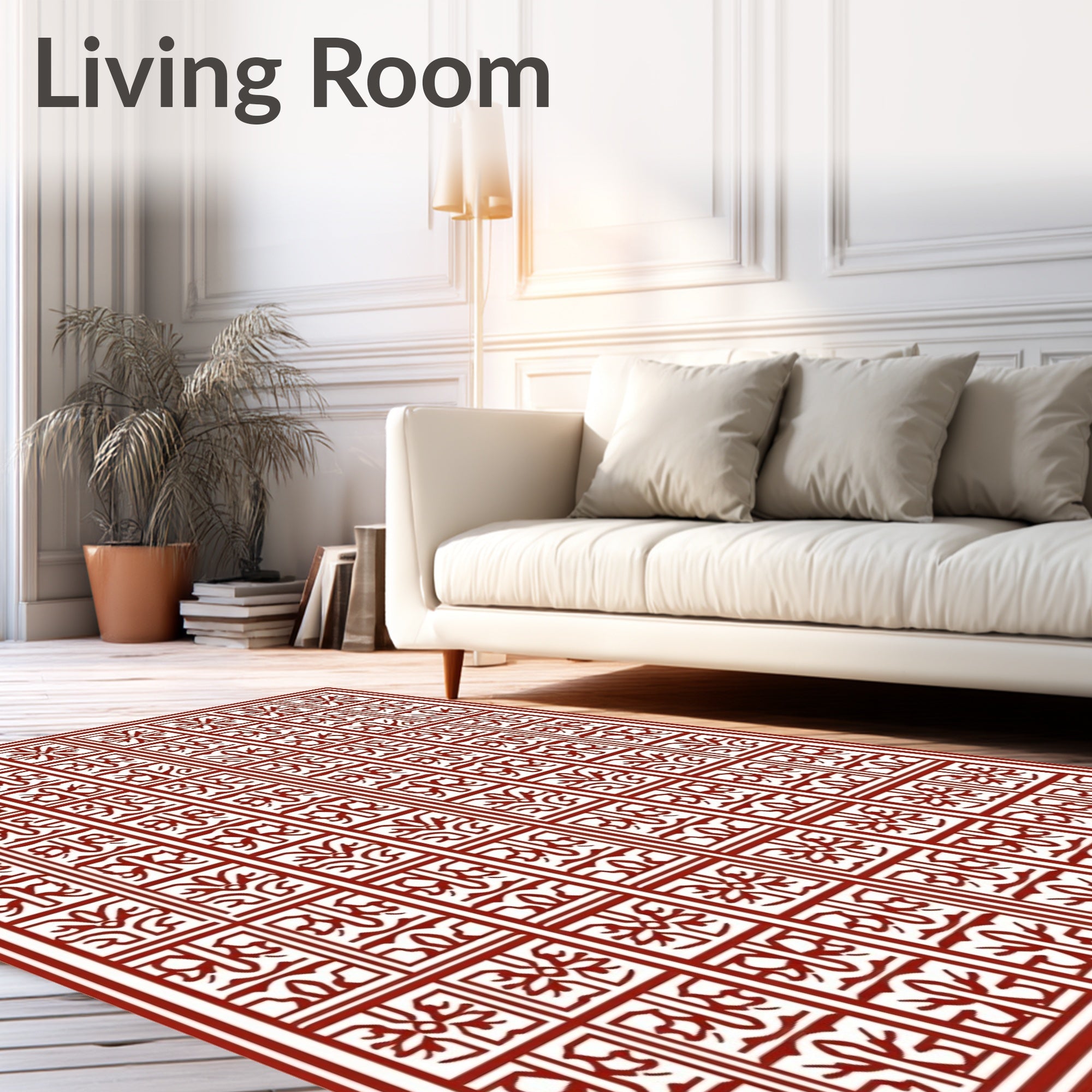 Ornate Red Geometric Ornament Rug